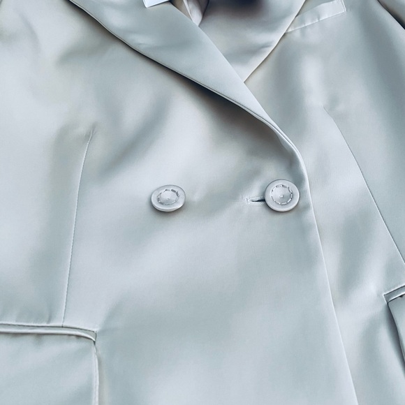 Altuzarra Ray Satin Jersey Blazer Antique Pearl SZ 40 - Picture 5 of 13